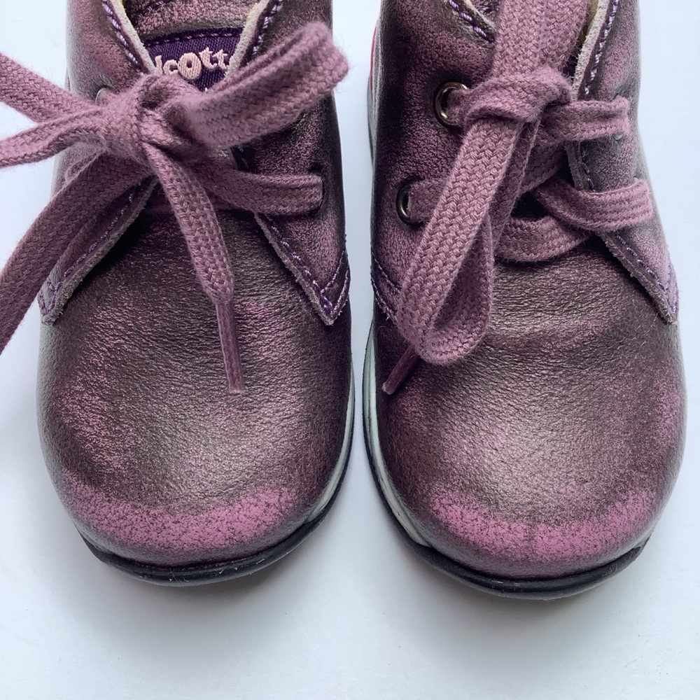 Falcotto baby first shoe. Distressed leather lilac leather lace up.NWT - Picture 3 of 6